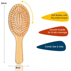 2 Pks Eco Friendly Bamboo Wood Paddle Detangling Hair Comb Brush